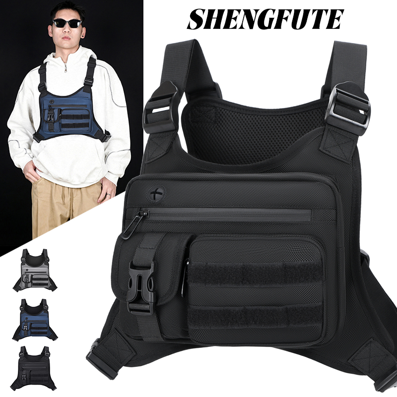 Cycling Gear Tote - Colete Tático Masculino com Múltiplos Bolsos,