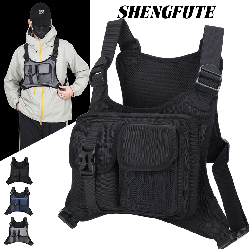 Cycling Gear Tote - Colete Tático Masculino com Múltiplos Bolsos