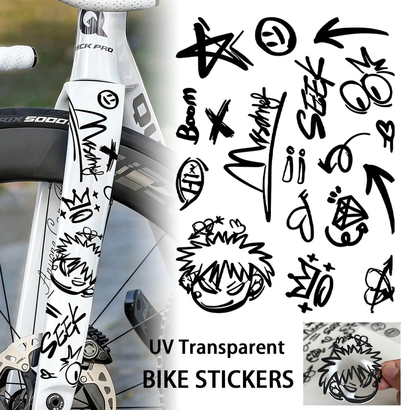 Aero Cycling Helmet - Adesivos Transparentes UV para Bicicletas: Decalques